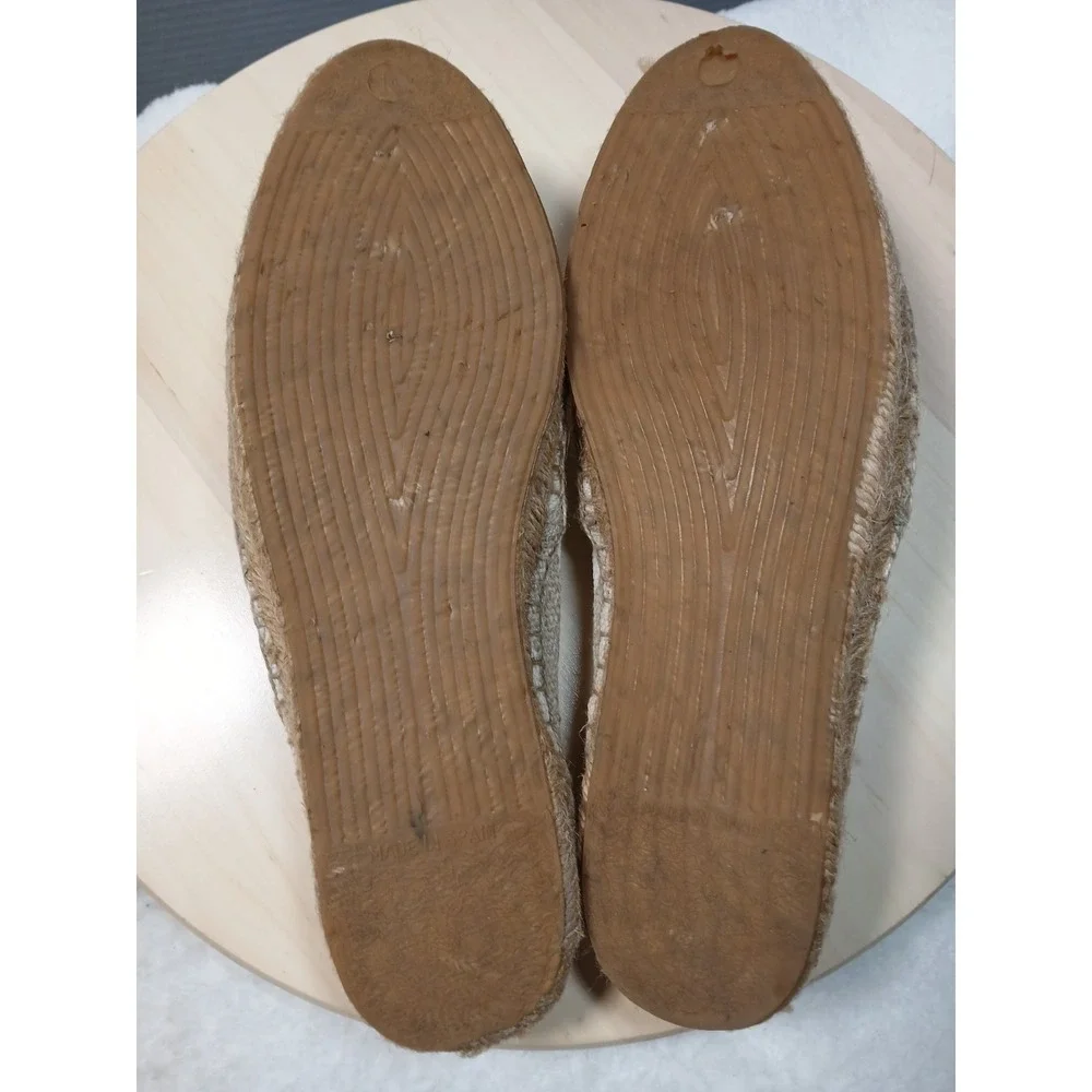 Bass Women's Summer Cream Striped Espadrilles Flats Size 11 Made in Spain